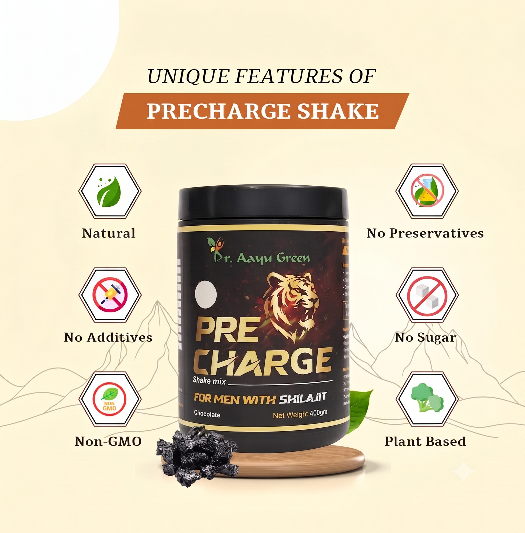 Dr. Aayu Green Precharge Shake – For Men with Shilajit