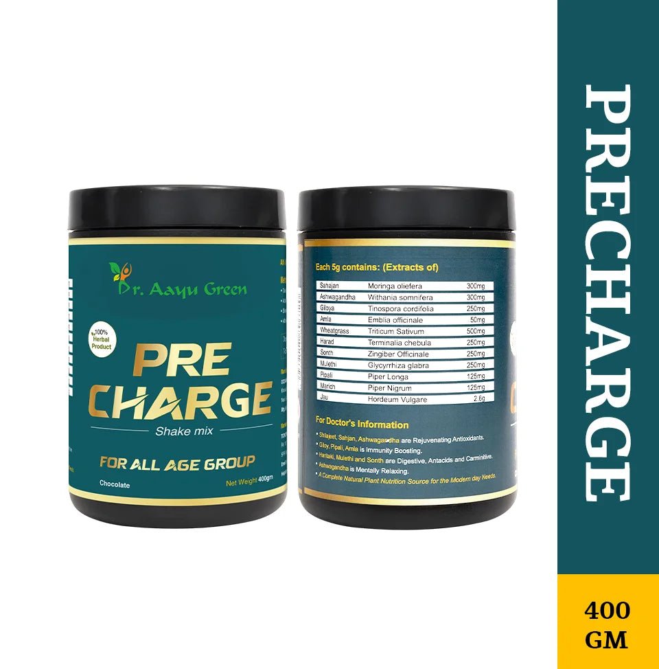 Dr. Aayu Green Precharge Shake - For All Age Group - tickmyhealthHeathcareTickmyhealthPack of 400gDr. Aayu Green Precharge Shake - For All Age Group