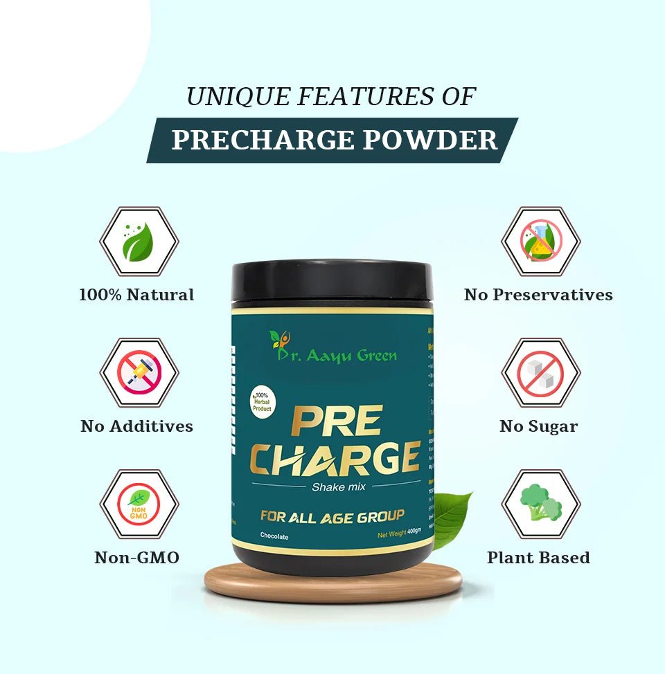 Dr. Aayu Green Precharge Shake - For All Age Group - tickmyhealthHeathcareTickmyhealthPack of 100gDr. Aayu Green Precharge Shake - For All Age Group