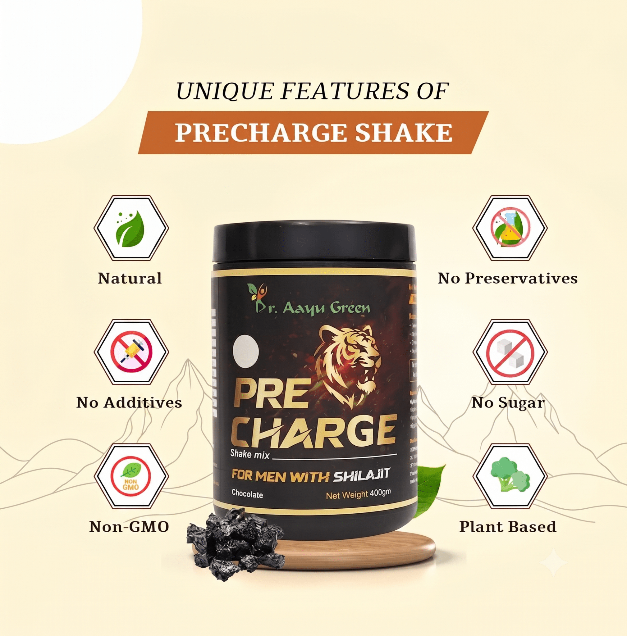 Dr. Aayu Green Precharge Shake – For Men with Shilajit - tickmyhealthHeathcareTickmyhealthPack of 100gDr. Aayu Green Precharge Shake – For Men with Shilajit