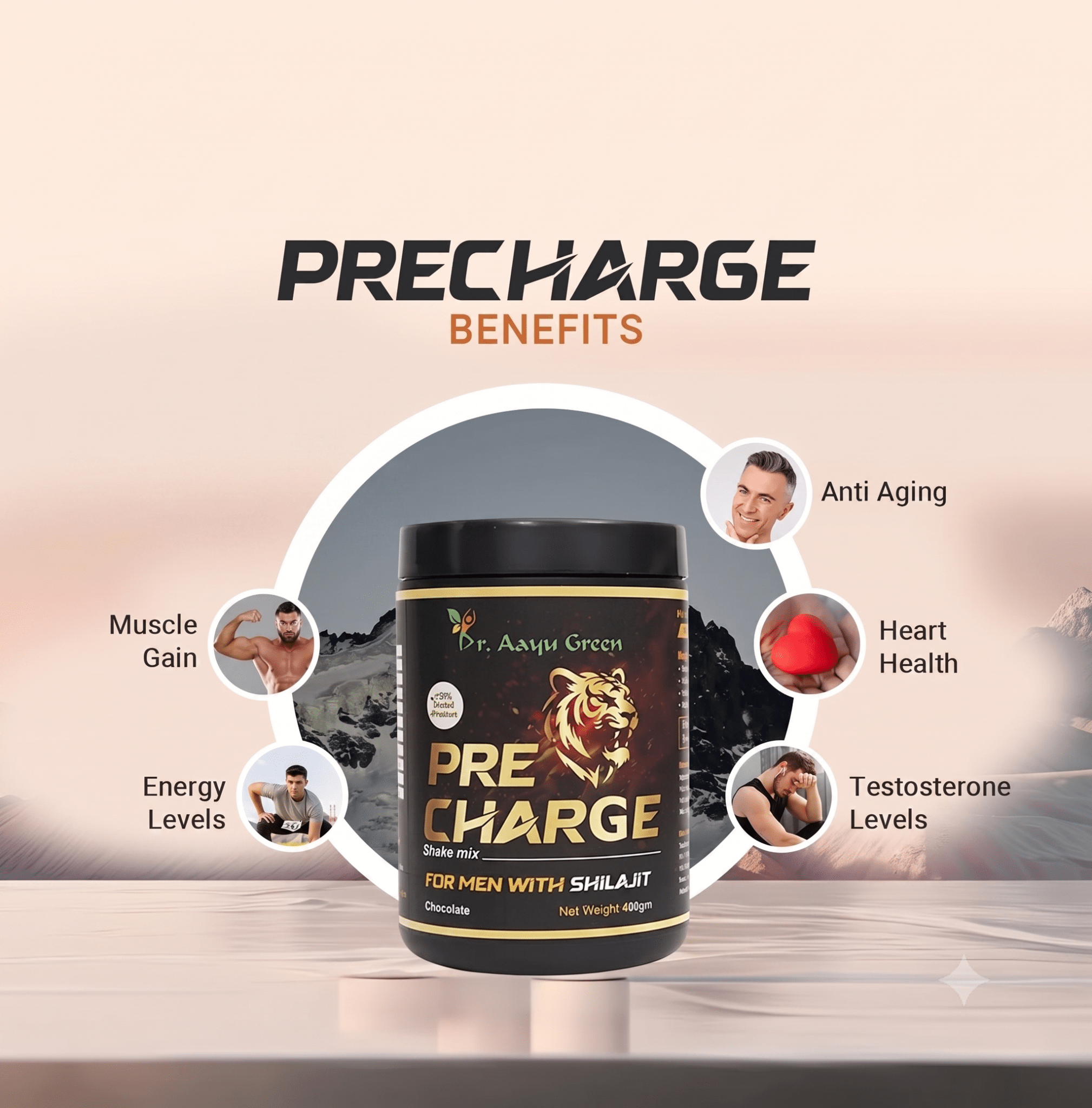 Dr. Aayu Green Precharge Shake – For Men with Shilajit - tickmyhealthHeathcareTickmyhealthPack of 100gDr. Aayu Green Precharge Shake – For Men with Shilajit